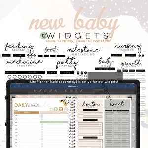 New Baby to track diapers, sleep, nursing, milestones | Digital WIDGETS for the Customizable Digital LIFE Planner | Digital widgets only