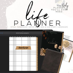 2023 Life Planner Farmhouse landscape | Digital life planner easy customizable planner with insert and widgets | All in one Planner