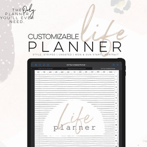 Customizable Life Planner Undated PORTRAIT | Digital life planner easy customizable planner with insert and widgets | All in one Planner