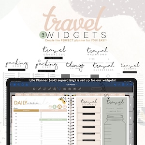 Travel widgets budget, savings, to do, bucketlist + more  | Digital WIDGETS for the Customizable Digital LIFE Planner | Digital widgets only