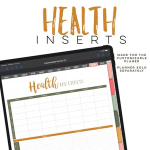 Health and Fitness Digital INSERTS for the Customizable Digital Planner | Digital inserts only
