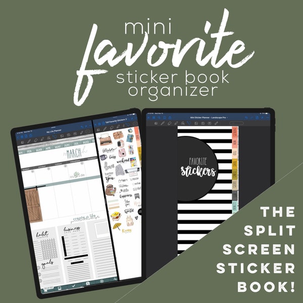 Mini Favorite Digital Sticker Book | Digital Sticker Organizer | Split Screen Sticker Book