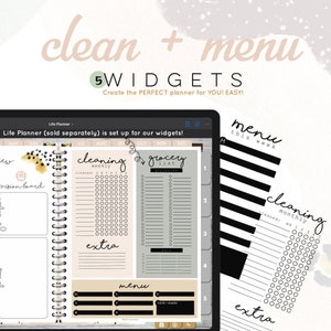 Cleaning + Menu/Grocery widgets | Digital WIDGETS for the Customizable Digital LIFE Planner | Digital widgets only