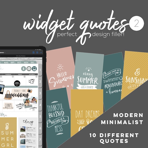 Widgets quotes 2 stickers pack | summer quote stickers| Digital WIDGETS for the Customizable Digital LIFE Planner | Digital widgets only