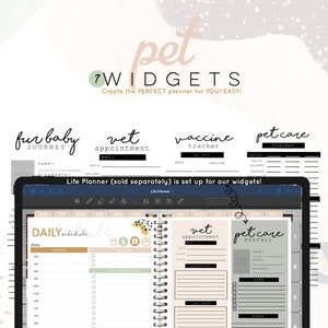 May include: A digital planner page with a light brown background and black text. The page is titled "Daily Schedule" and includes sections for "Schedule", "Top Tasks", and "And What Would I Like To..." The page also includes a calendar with the months of January through December. The page is designed for pet owners and includes sections for "Vet Appointment", "Pet Care Monthly", and "Fur Baby Journey".