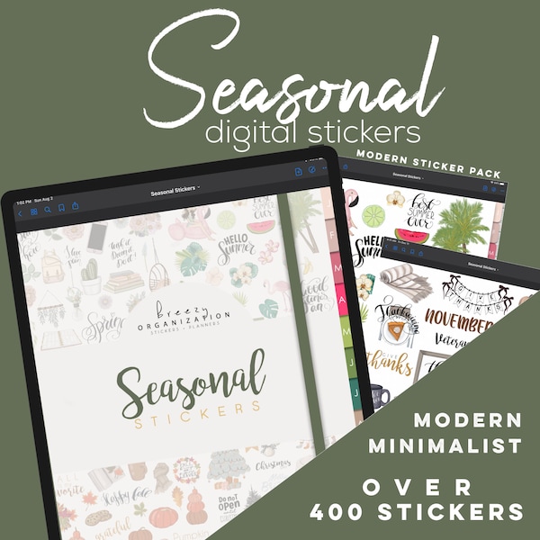 Seasonal Digital Sticker Bundle for GOODNOTES ONLY!! | Digital Monthly holiday stickers for digital planners