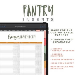 Pantry Digital INSERTS for the Customizable Digital Planner | Pantry Digital inserts only