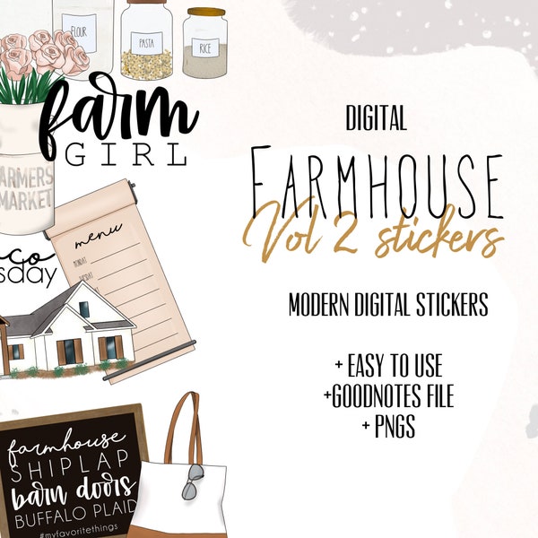Farmhouse digital stickers | Farmhouse stickers goodnotes modern stickers, digital farmhouse stickers 