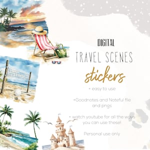 Travel Scene Digital Stickers, Digital planning, Cute Stickers for Digital Planning, Digital Scrapbook Stickers