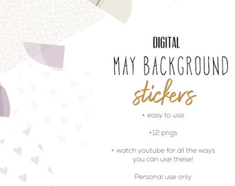 May 24 Background Stickers  | Modern Digital Cute Background Stickers | Digital Planning