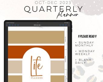 Oct-Dec 2023 Quarterly Planner | Monthly planner | Digital Download | ipad planner | weekly planner | custom planner done for YOU!