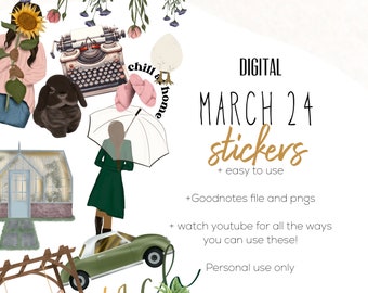 March 24 digital stickers | goodnotes stickers | modern stickers | digital Easter stickers | people stickers