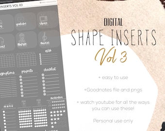 Shape Inserts Vol 3 Stickers  | Modern Digital Widget Stickers