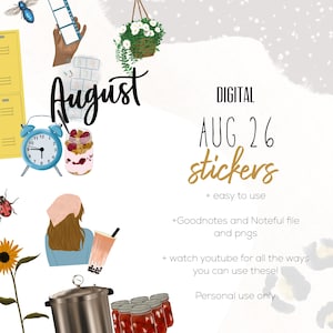 Digitale Sticker für den 26. August | Sticker für GoodNotes und Noteful | Moderne Sticker | Digitale Sommersticker | Schulsticker