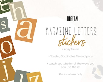 Magazine Letter Stickers, Digital planning, letter stickers, fun digital stickers, planning stickers, stickers for digital planning