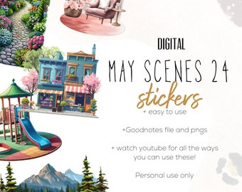 May 24 Scene digital Sticker, Digital planning, playground, camping, stickers, stickers for digital planning or scrapbooking