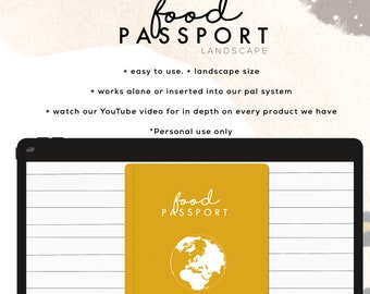 Restaurant Food Review Pal LANDSCAPE | Passport Style Digital Planner | Planner Pal Insert