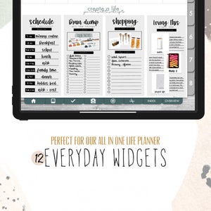 Everyday Widgets - shopping, schedule, grid, dots, brain dump  | Digital WIDGETS for Customizable Digital LIFE Planner | Digital widget only