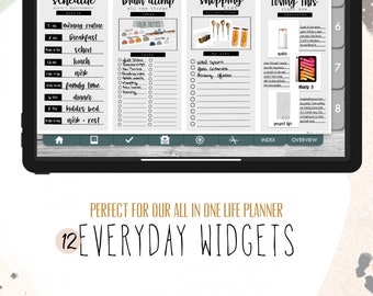 Everyday Widgets - shopping, schedule, grid, dots, brain dump  | Digital WIDGETS for Customizable Digital LIFE Planner | Digital widget only