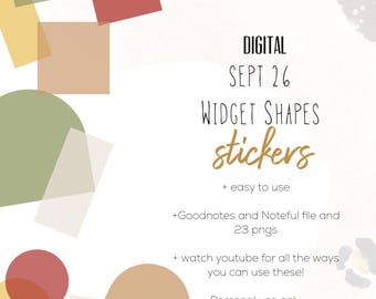 September 2026 digital shape widgets | Digital  modern stickers to use in apps like Noteful or Goodnotes, shape widgets for digital planning