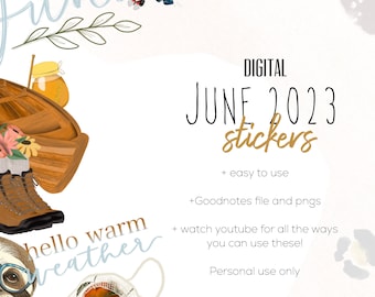 June 2023 digital stickers | fathers day goodnotes modern stickers, digital minimalist stickers