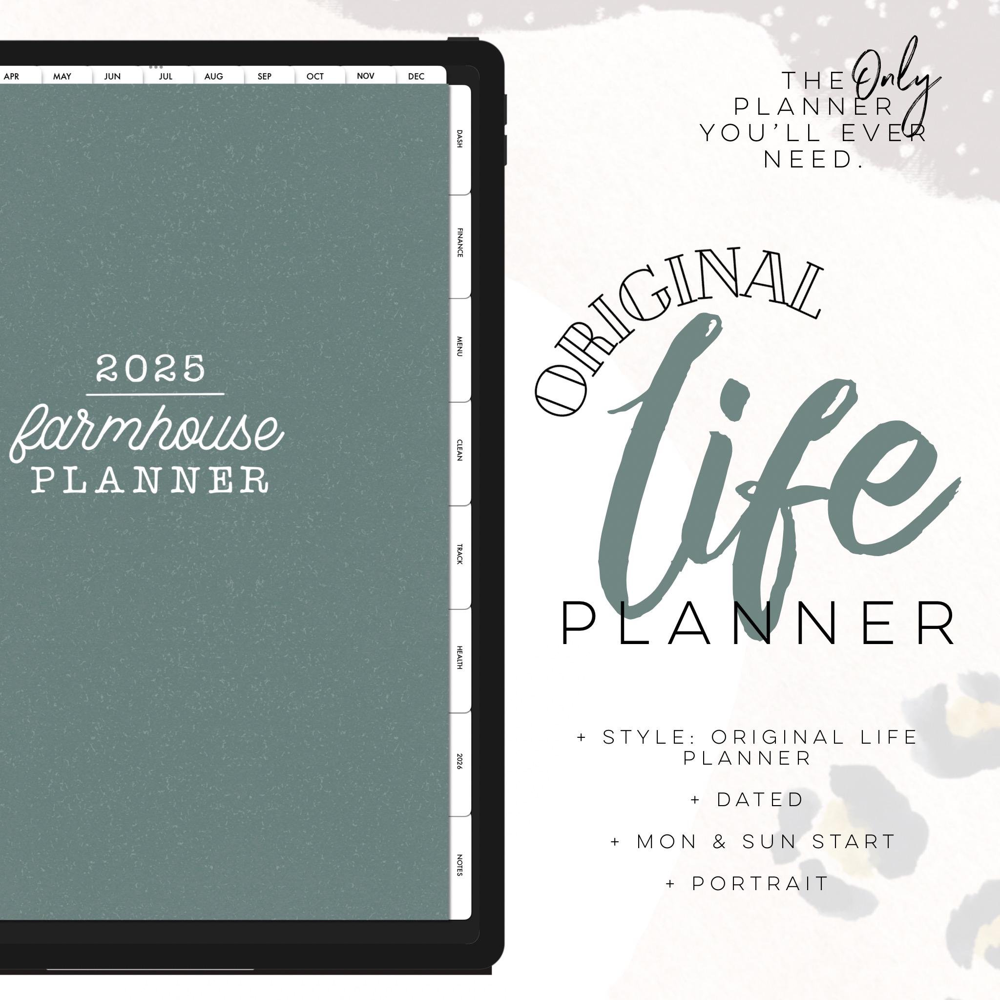 2025 Life Planner Farmhouse portrait | Digital life planner easy personalizable planner with insert and widgets | All in one Planner