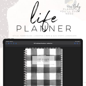 Life Planner Farmhouse Undated Landscape | Digital life planner easy customizable planner with insert and widgets | All in one Planner