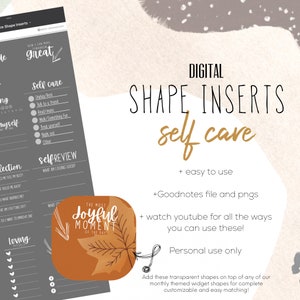 Self Care Shape Inserts Stickers  | Modern Digital Widget Stickers Mental health stickers