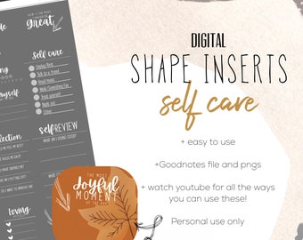 Self Care Shape Inserts Stickers  | Modern Digital Widget Stickers Mental health stickers