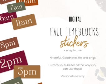 Fall Timeblocks 26  Stickers, Digital planning, Essential stickers, Fall digital stickers, Journal stickers, Stickers for Digital Planning