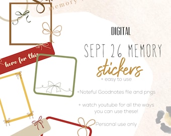September 26 Memory digital stickers | Memory stickers Noteful and Goodnotes bow stickers,