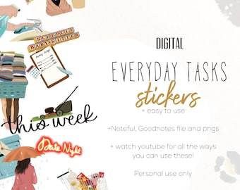 Adesivi per le attività quotidiane, pianificazione digitale, adesivi per il lavoro, adesivi per la pianificazione domestica, adesivi per le faccende domestiche per la pianificazione digitale
