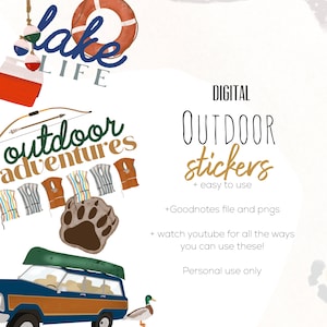 Outdoor Life 2023 digital stickers | lake life stickers, Hunting stickers, goodnotes modern stickers, fishing stickers, digital planning