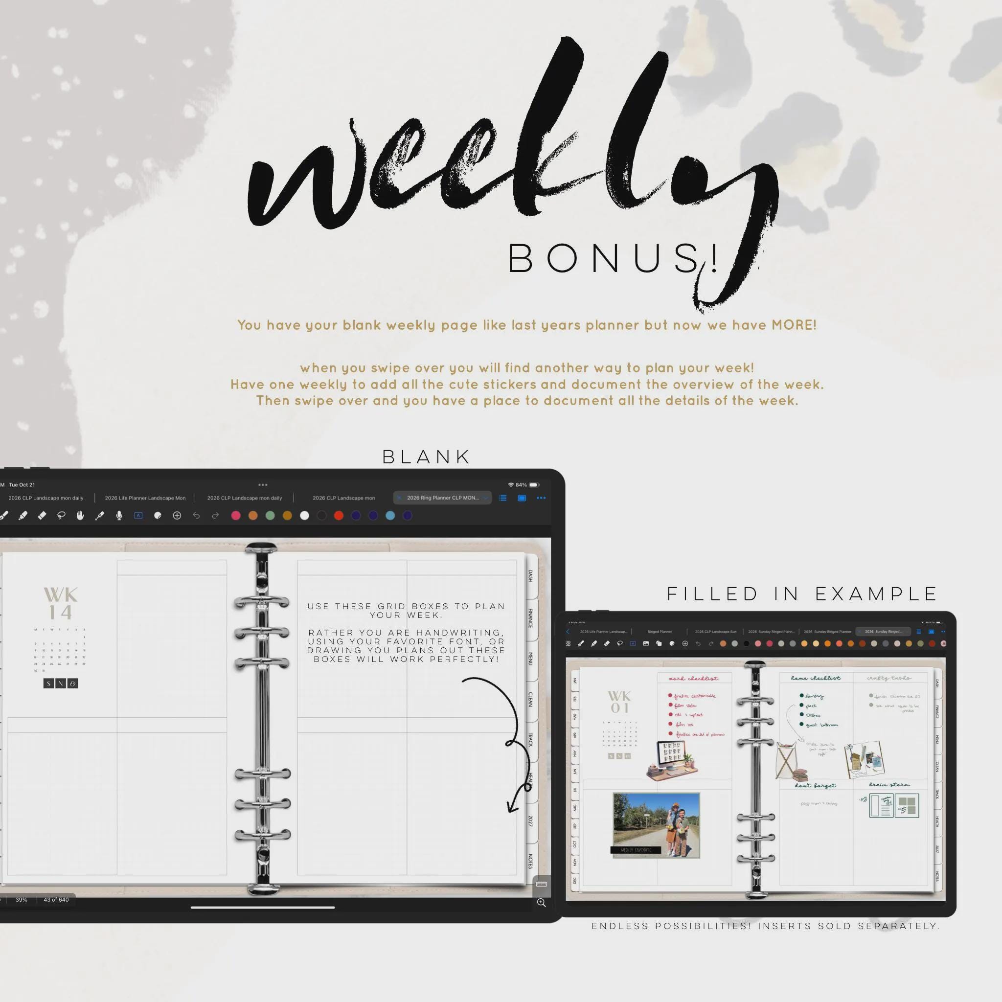 Easy Customizable Customizable UNDATED Ringed Planner | NEW for 2026 All in One Digital ...