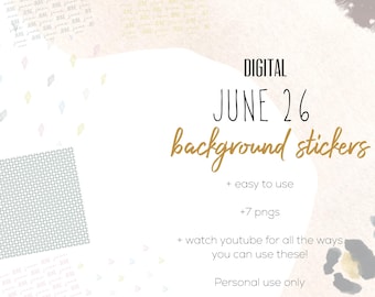 June 26 Background Stickers  | Modern Digital Cute Background Stickers | Spring Digital Planning