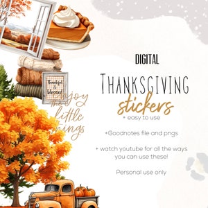 Thanksgiving Digital Stickers, Fall digital stickers, digital planning, Digital Sticker bundle, cute fall stickers, Thanksgiving stickers