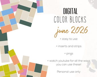 June 26 Color Blocks for the Customizable and Life Digital Planner | Digital inserts and strips