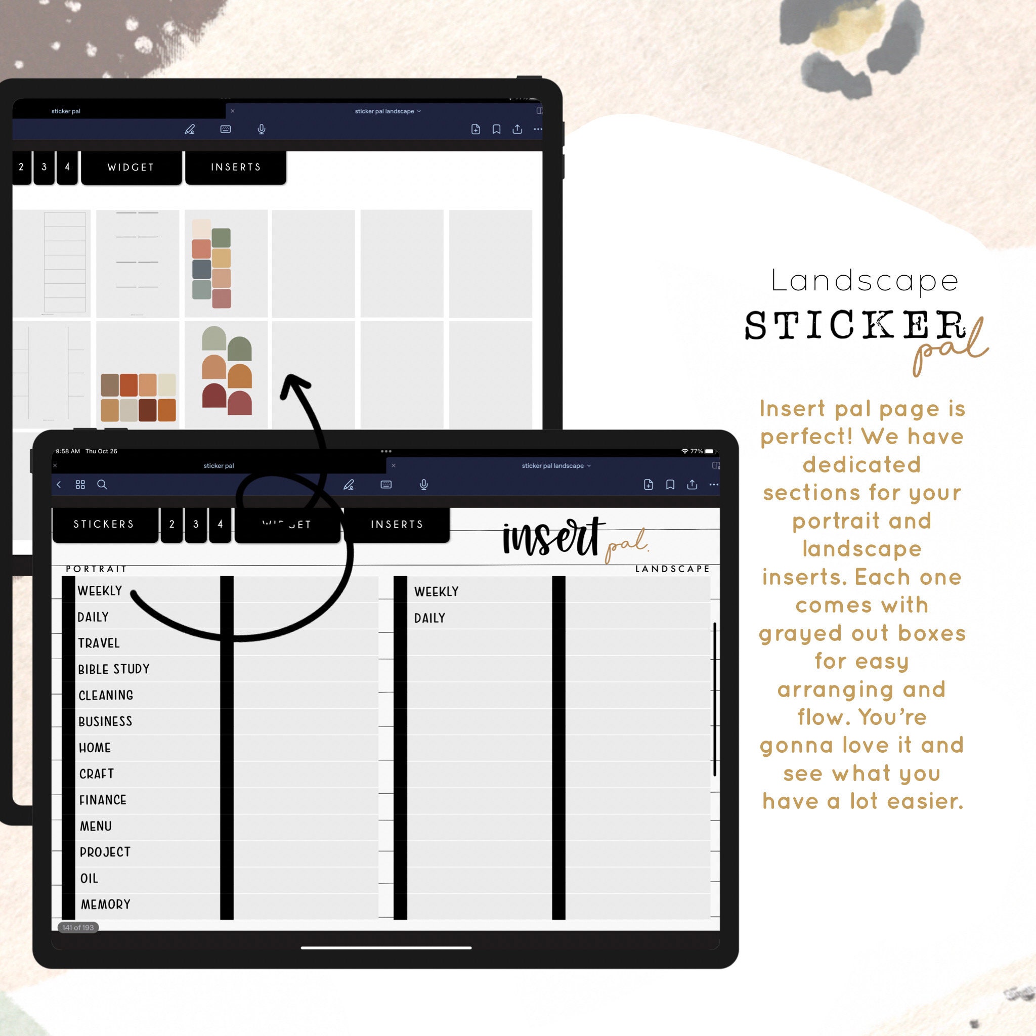 Sticker Widget Landscape Sticker Pal Sticker, Widget and Insert Organizer | Digital ...