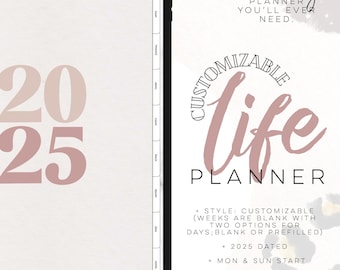 2025 Customizable Life Planner PORTRAIT | Digital life planner easy customizable planner with insert and widgets | All in one Planner
