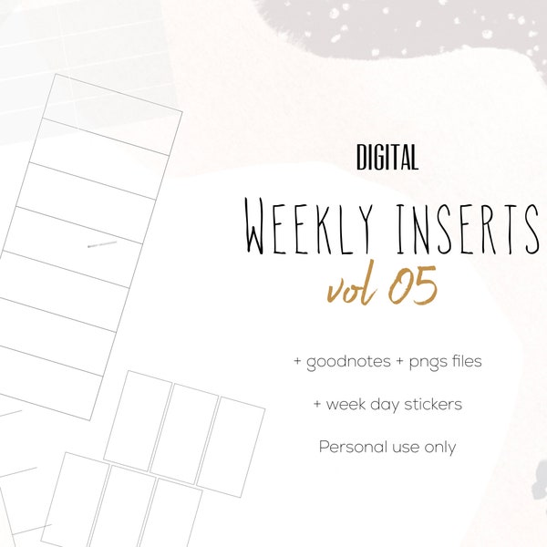 Weekly Inserts Vol 5 for Customizable and Life Digital Planner | Digital inserts only