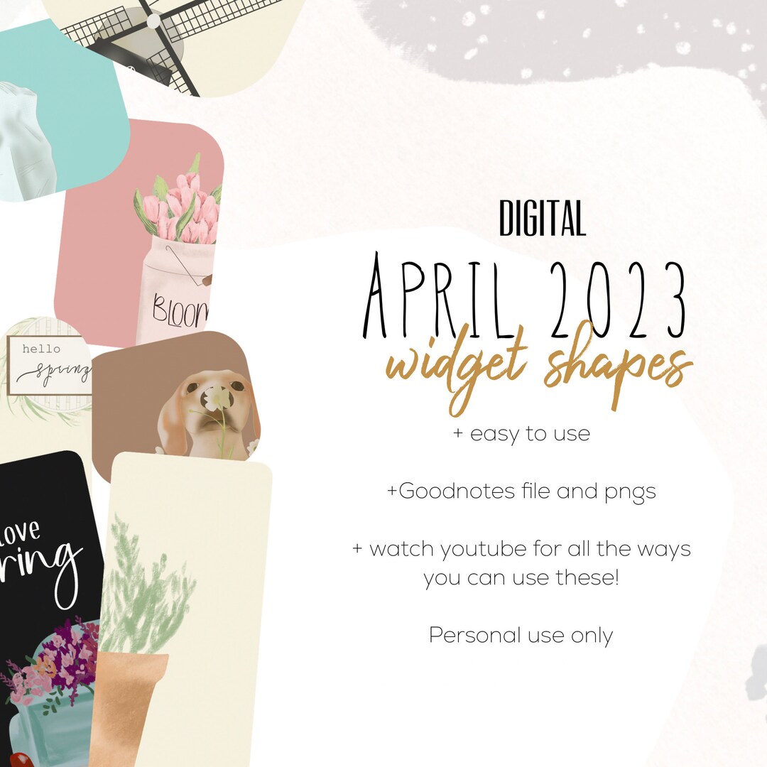April 2023 Widget Shape Digital Stickers | Spring Goodnotes Modern ...