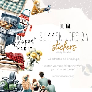 Sommerleben digitale Aufkleber | Sommer Goodnotes moderne Aufkleber, digitale minimalistische Aufkleber