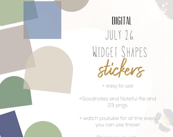 July 2026 digital shape widgets | Digital  modern stickers to use in apps like Noteful or Goodnotes, shape widgets for digital planning