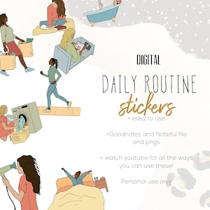 Daily Routine Stickers, Digital planning, work stickers, Around the house planning stickers, stickers for digital planning