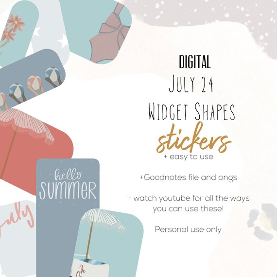 July Shape Widgets 2024  for Goodnotes |July digital Widget stickers