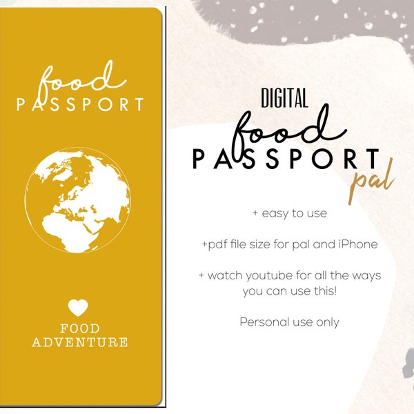 Restaurant Food Review Pal | Passport Style Digital Planner | Planner Pal Insert