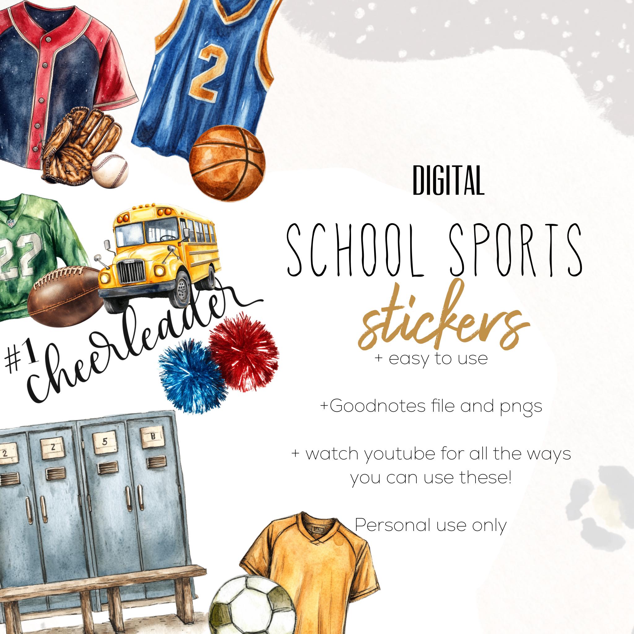 School Sports Stickers | Stickers for Goodnotes and Noteful | School ...