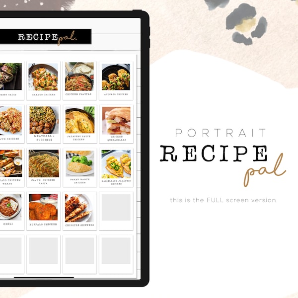 Portrait Recipe Pal | The digital planning organizing system! Digital planner organizer | 2 Complete DESIGNS to choose from!