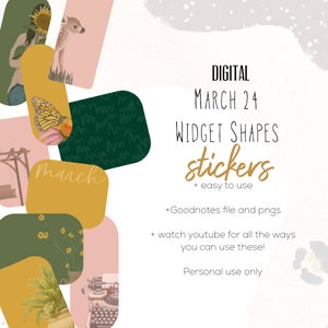 March 2024 Widget Shapes digital stickers | Spring stickers goodnotes modern stickers, digital love stickers