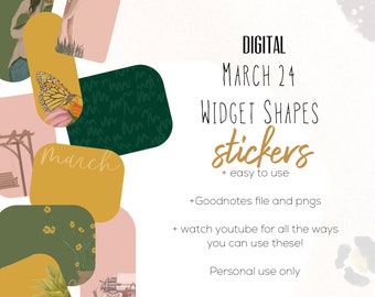 March 2024 Widget Shapes digital stickers | Spring stickers goodnotes modern stickers, digital love stickers